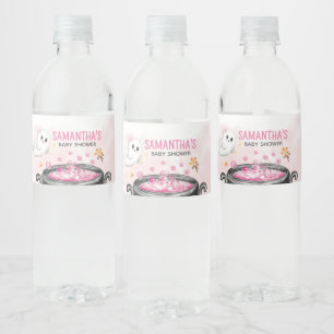 Pink Halloween It's a Girl Baby Shower Water Bottle Label