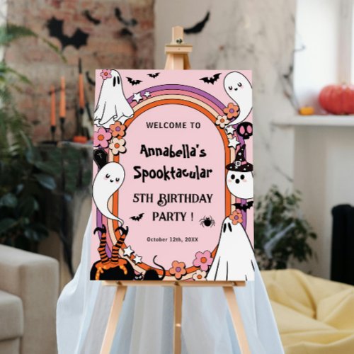 Pink Halloween Kids Birthday Party Welcome Foam Board