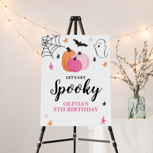 Pink Halloween Lets Get Spooky Birthday Foam Board