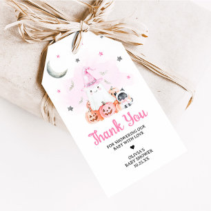 Pink Halloween Little Boo Baby Shower Favor Tags