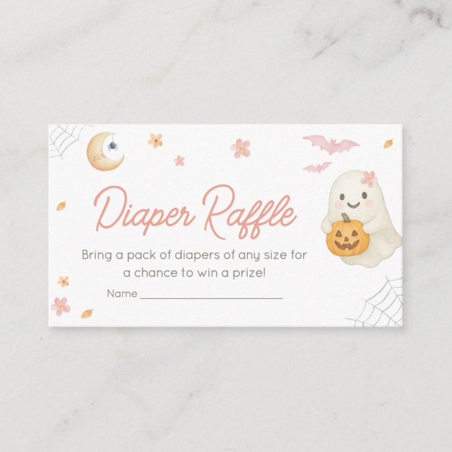 Pink Halloween Little Boo BabyShower Diaper Raffle Enclosure Card (Front)