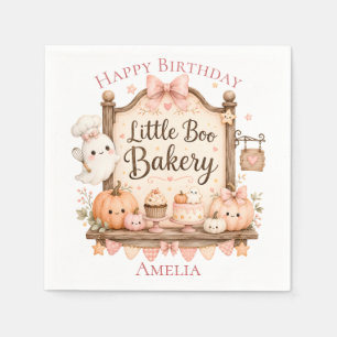 Pink Halloween Little Boo Bakery Birthday Napkins