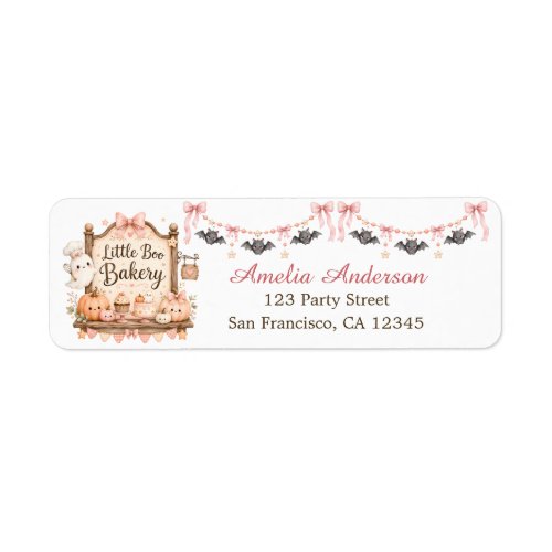 Pink Halloween Little Boo Bakery Return Label