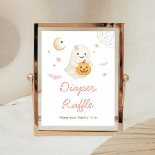 Pink Halloween Little Boo Diaper Raffle Sign