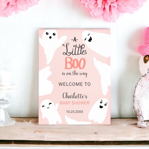 Pink Halloween little boo ghosts baby shower Poster