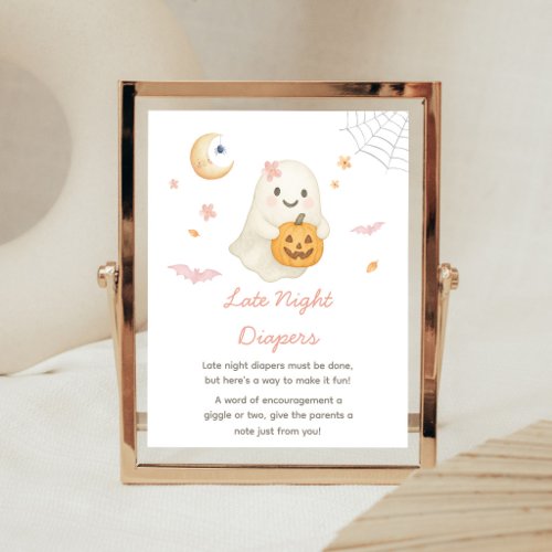 Pink Halloween Little Boo Late Night Diaper Sign