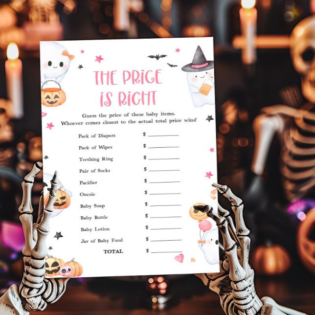 Pink Halloween Little Boo The Price is Right Game (Baby is Brewing Baby Shower The Price is Right Game)