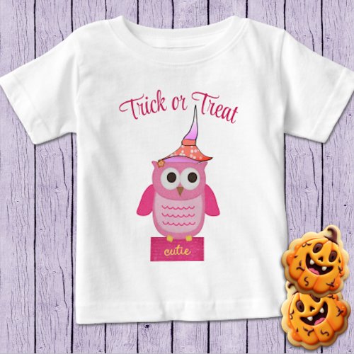 Pink Halloween Owl Baby T_Shirt