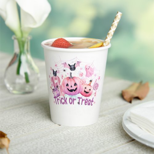 Pink Halloween Paper Cups