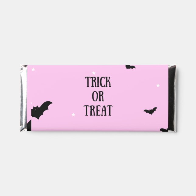 pink halloween party, invitation, hershey bar favors (Front)