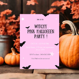 pink halloween party, invitation, invitation