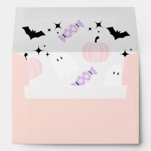 Pink Halloween Pumpkin Ghost Return Address  Envelope