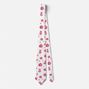 Pink Halloween Pumpkins Neck Tie