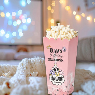 Pink Halloween Skulls Popcorn Favor Box