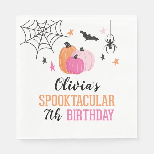 Pink Halloween Spooktacular Birthday Party Napkins