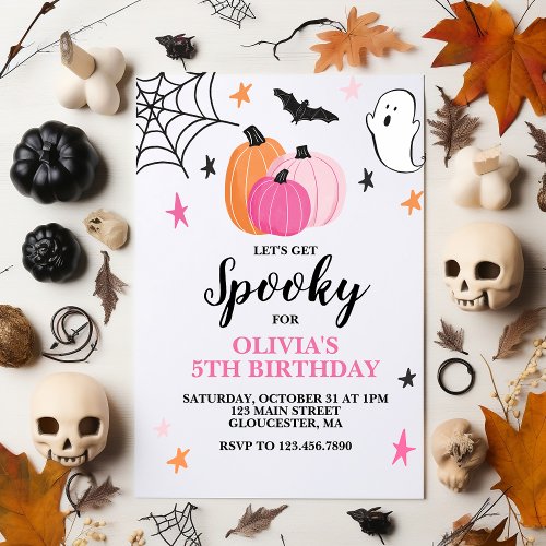 Pink Halloween Spooktacular Girl Birthday Invitati Invitation