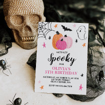 Pink Halloween Spooktacular Girl Birthday Invitation