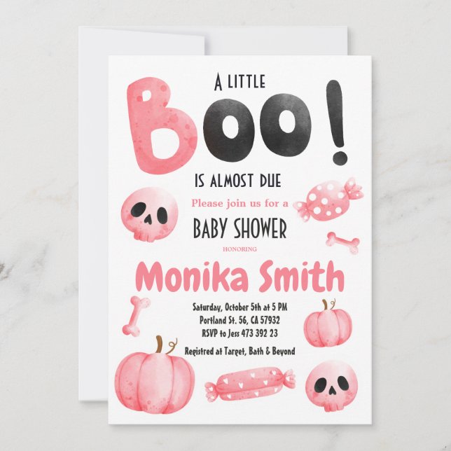 Pink Halloween Spooky Baby Shower Invitation (Front)