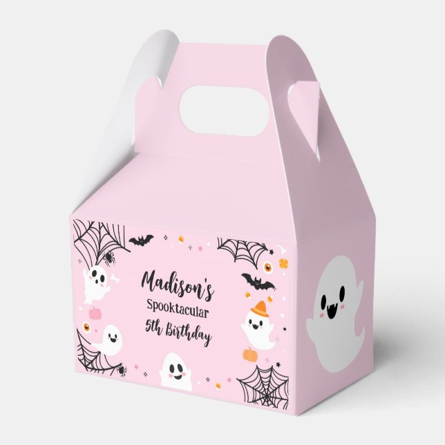 Pink Halloween Spooky Ghost Favor Boxes (Front Side)