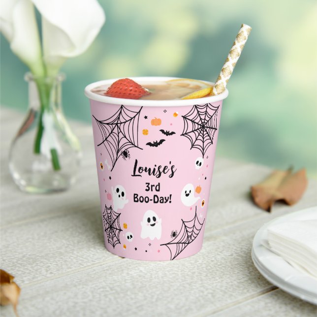 Pink Halloween Spooky Ghost Paper Cups (Insitu)