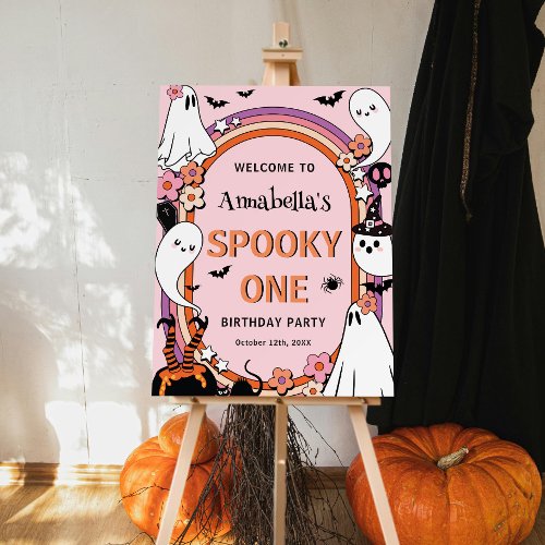 Pink Halloween Spooky One First Birthday Party  Foam Board