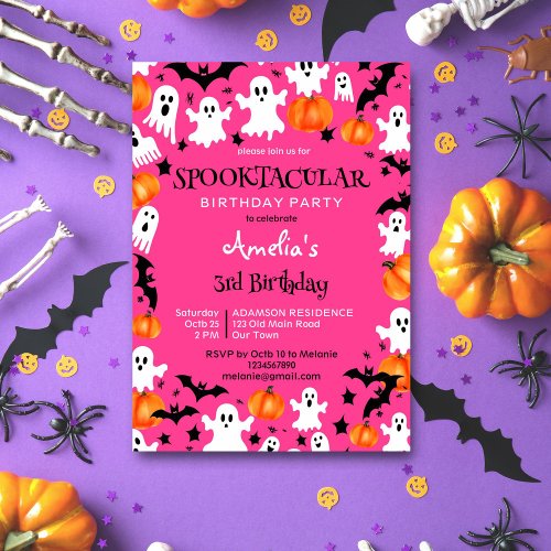 Pink Halloween spooky spooktacular birthday party Invitation