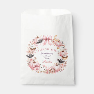 Pink Halloween Thank You Favor Bags Pumpkin