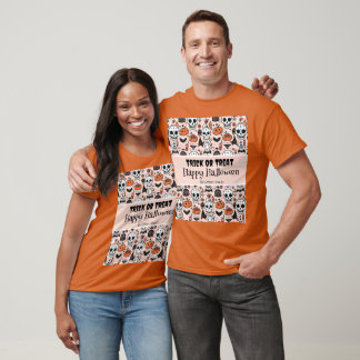 Pink Halloween Trick or Treat Custom Family Name T-Shirt