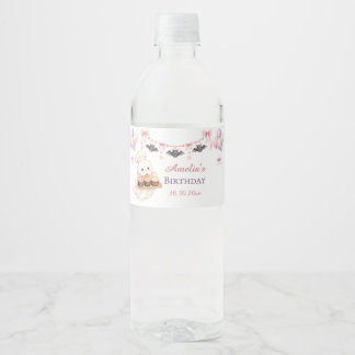 Pink Halloween Water Bottle Label Little Boo