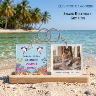 Pink Hammerhead Shark Birthday Custom Photo  Keychain