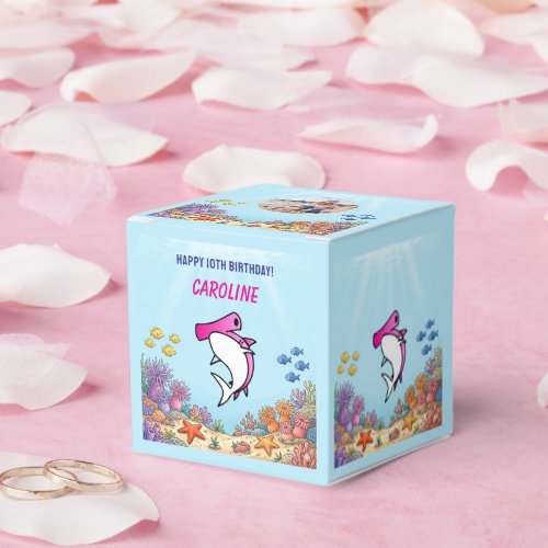Pink Hammerhead Shark Ocean Birthday Photo Favor Boxes