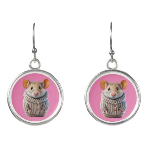 Pink Hamster Dangle Earrings