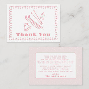 Pink Hand-Drawn Après Bébé Baby Shower Thank You Note Card