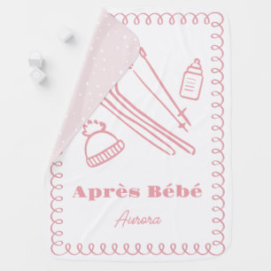 Pink Hand-Drawn Après Girl Bébé Baby Shower Blanket