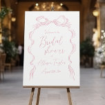 Pink Hand Drawn Bow bridal shower welcome sign<br><div class="desc">Elegant tie the knot bridal shower welcome sign features hand drawn ribbon bow with modern handwritten script fonts in soft blush pink. sweet and simple. Great for modern romantic wedding,  unique fun whimsical wedding,  elegant casual wedding.  
See all the matching pieces in collection.</div>