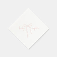 pink Hand Drawn Bow Girl Baby Shower