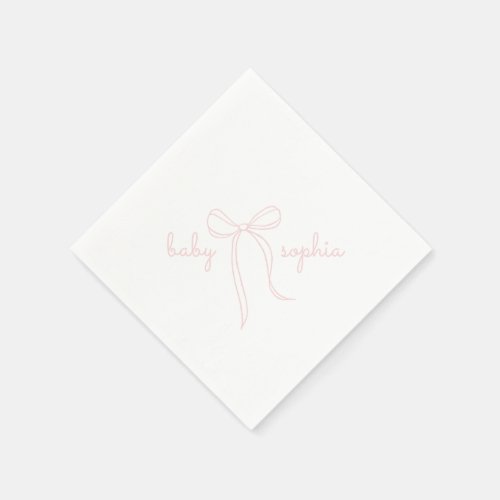pink Hand Drawn Bow Girl Baby Shower