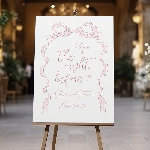Pink Hand Drawn Bow Rehearsal Dinner sign
