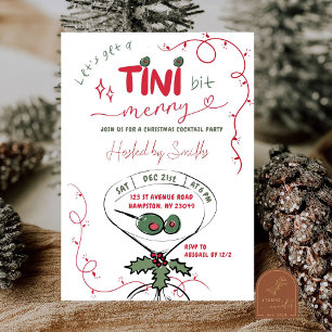 Pink Hand Drawn Christmas Cocktail Party Invitation