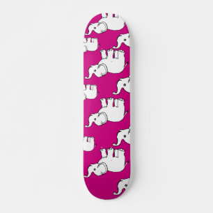 Pink Hand Drawn Elephant Pattern Elephant Cartoon Skateboard Deck