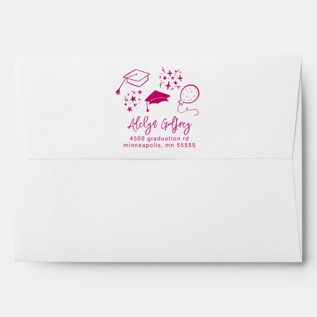 Pink Hand Drawn Graduation Icons  Envelope (Back (Top Flap))