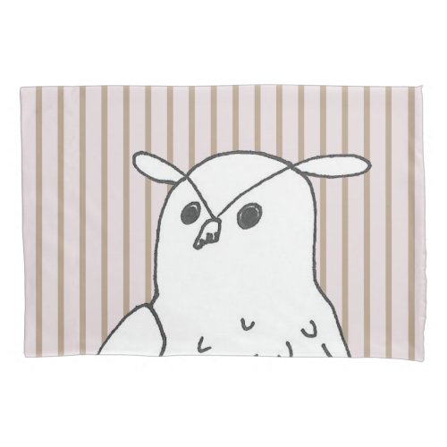 Pink Hand_drawn Owl Pillow Case