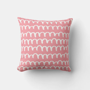 Pink hand drawn scribble cute white girly feminine throw pillow