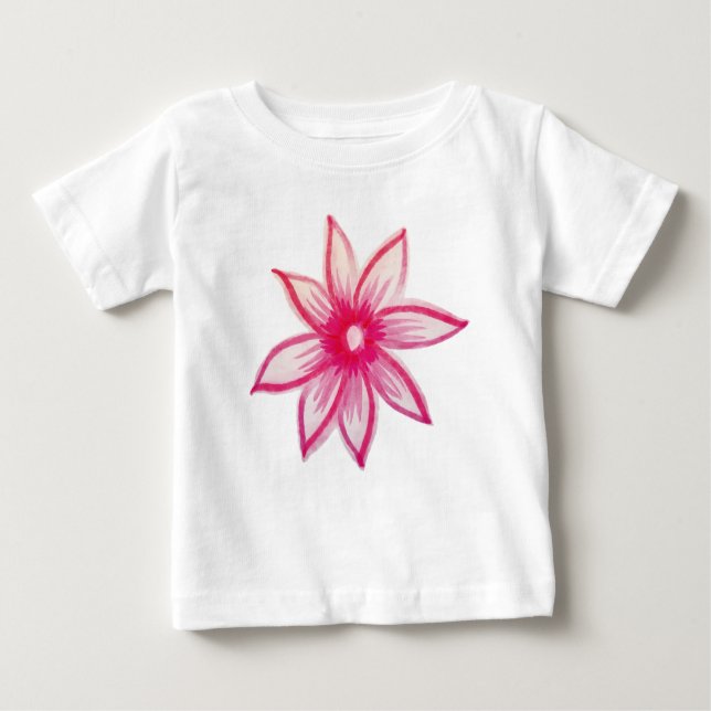Pink hand drawn Spring Flower Baby T-Shirt (Front)
