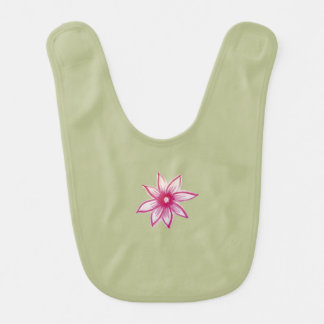 Pink hand drawn Spring Flower on green Baby Bib