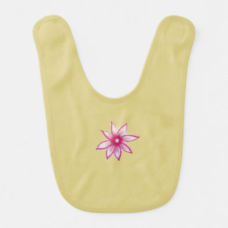 Pink hand drawn Spring Flower on yellow Baby Bib
