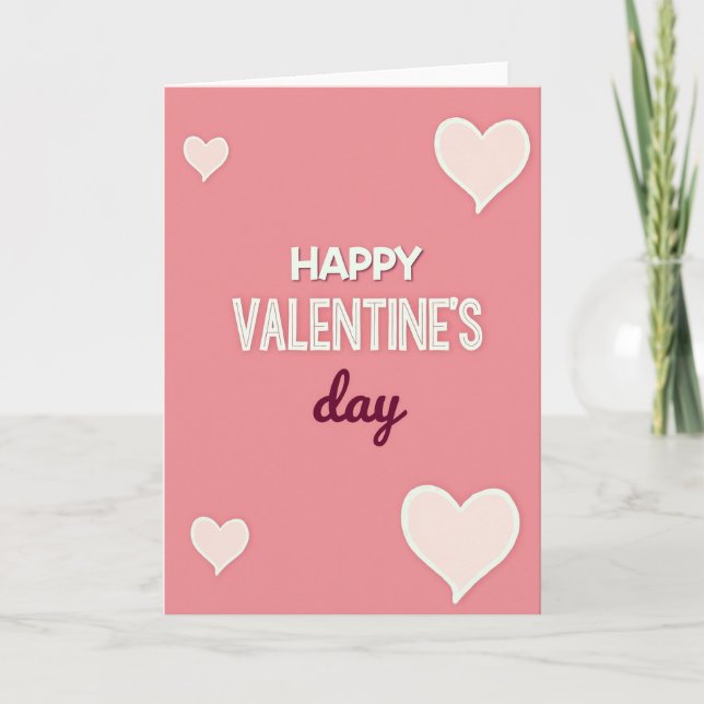 Pink Hand Drawn Valentines Day Card (Front)