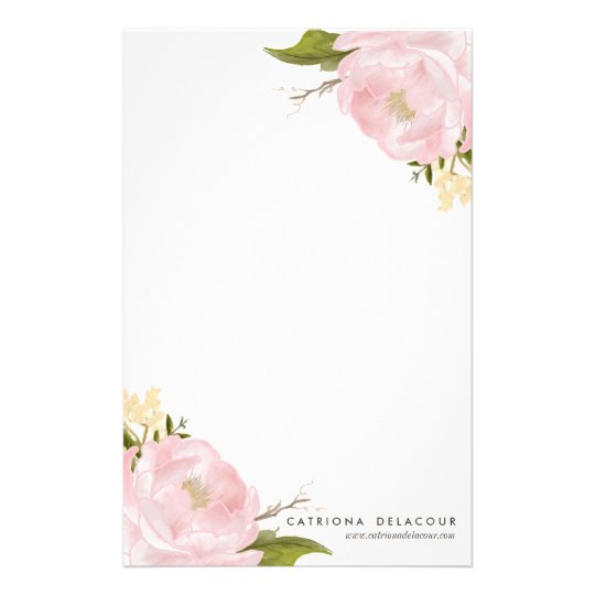 pink hand drawn watercolor peonies stationery zazzle com