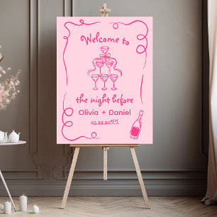 Pink Hand Drawn Whimsical Rehearsal Dinner Sign