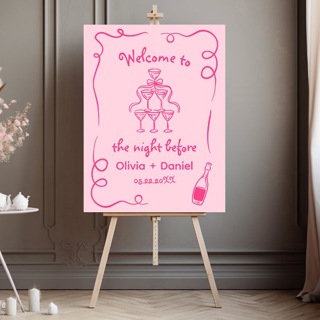 Pink Hand Drawn Whimsical Rehearsal Dinner Sign (Creator Uploaded)
